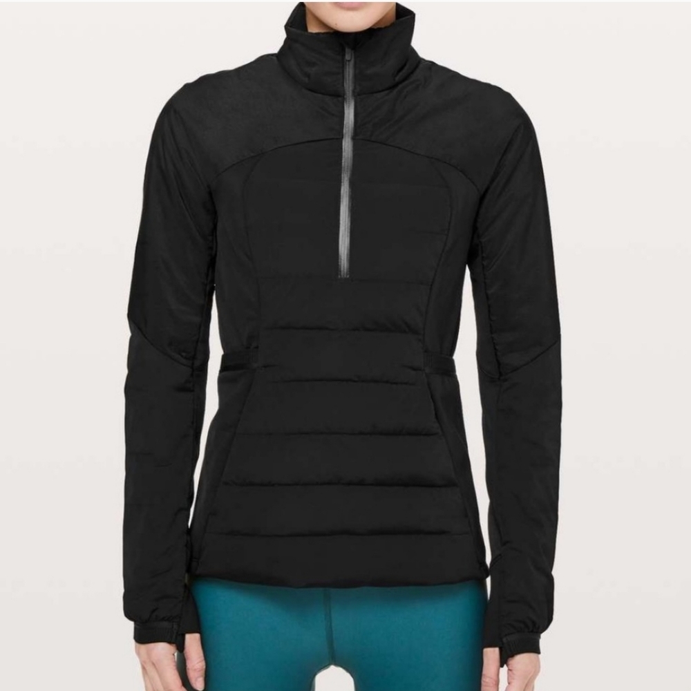 New Lululemon Black Down For It All Pullover Jacket 4 Quilted Stretch